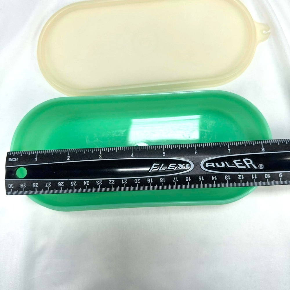 Vintage Tupperware Jadeite Green Oval Container 1375 1376 With Lid